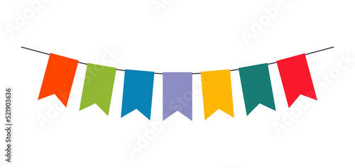 Colorful ribbon flags decoration for holiday or birthday vector illustration isolated