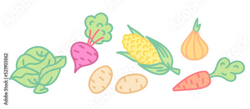 Vector set illustration of vegetables in flat style