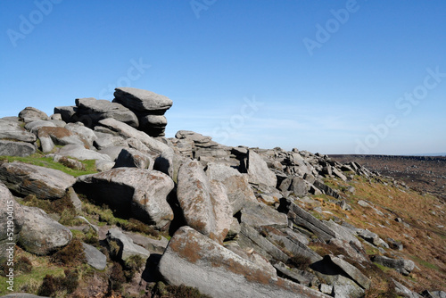 Higger Tor rock formation in the Peak District National Park England UK