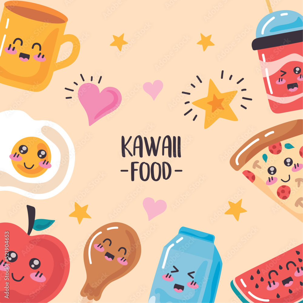 kawaii food lettering frame kawaii food lettering frame