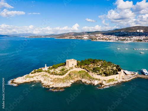 Fotografie, Obraz Pigeon Island with a. Kusadasi harbor, Aegean coast of Turkey.