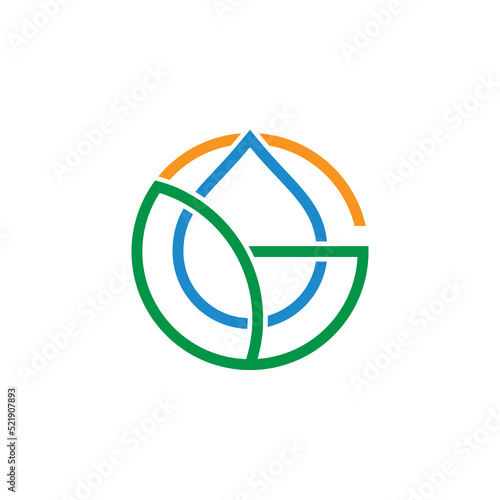 letter g nature leaf water sun symbol logo vector