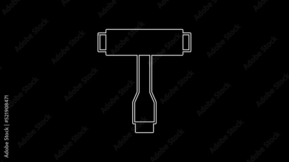 White line Multi-Function All-In-One portable skate tool T-tool for skateboard, longboard, electric skateboard icon isolated on black background. 4K Video motion graphic animation White line Multi-Function All-In-One portable skate tool T-tool for skateboard, longboard, electric skateboard icon isolated on black background. 4K Video motion graphic animation