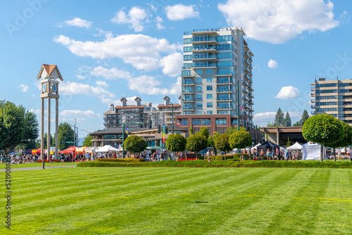 Tablou pe pânză Downtown Coeur d'Alene, Idaho during one of it's annual street fair and festivals as vendor kiosks and booths line the main street, Sherman Avenue, during summer