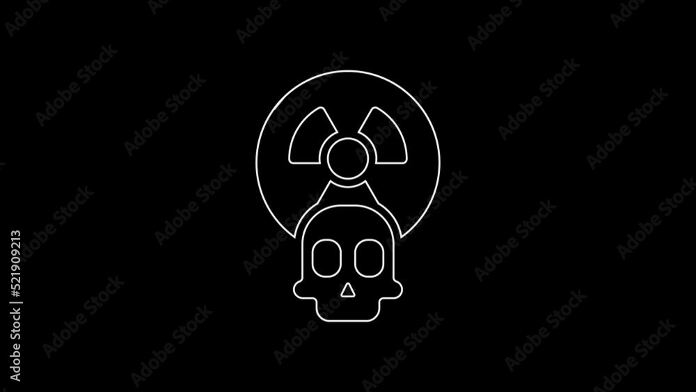 White line Radioactive icon isolated on black background. Radioactive toxic symbol. Radiation hazard sign. 4K Video motion graphic animation White line Radioactive icon isolated on black background. Radioactive toxic symbol. Radiation hazard sign. 4K Video motion graphic animation