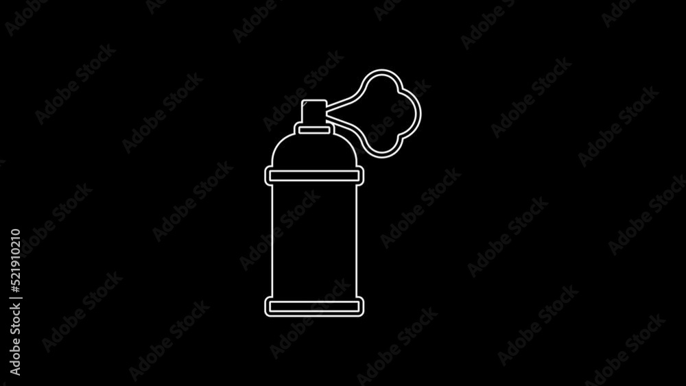 White line Paint spray can icon isolated on black background. 4K Video motion graphic animation White line Paint spray can icon isolated on black background. 4K Video motion graphic animation
