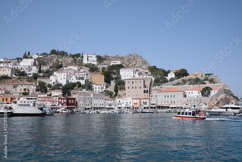 Beautiful view of sea with boats and coastal city