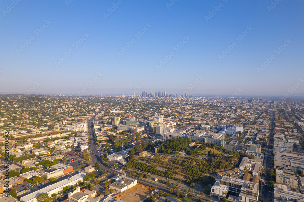 Downtown Los Angeles At Daytime DTLA Aerial View