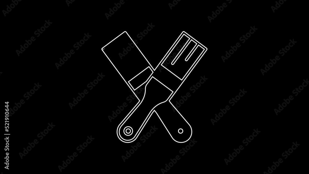 White line Paint brush icon isolated on black background. 4K Video motion graphic animation White line Paint brush icon isolated on black background. 4K Video motion graphic animation