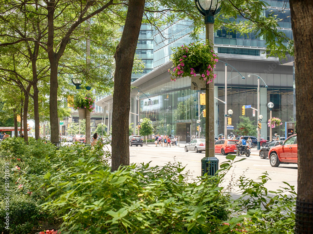 Fototapeta premium TORONTO, CANADA - June 17, 2022: York street in Downtown Toronto, Ontario, Canada