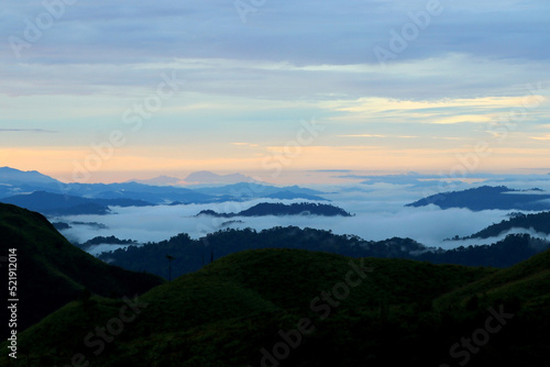misty mountain hills in the morning