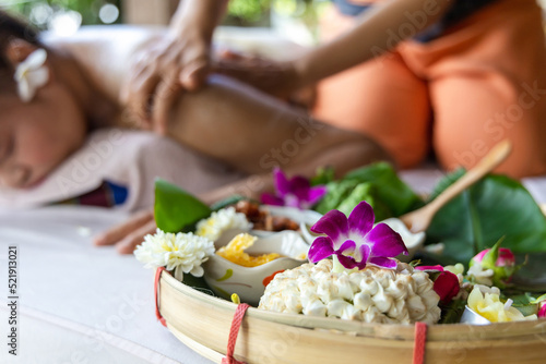 Natural thai massage in spa Relaxed at Spa Resort Body Beauty Relaxation And Wellness and body with masseur Concept of serene spa with thai style.