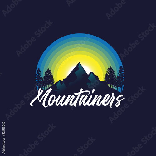 Mountain logo design vector illustration  outdoor adventure . Vector graphic for t shirt and other uses.