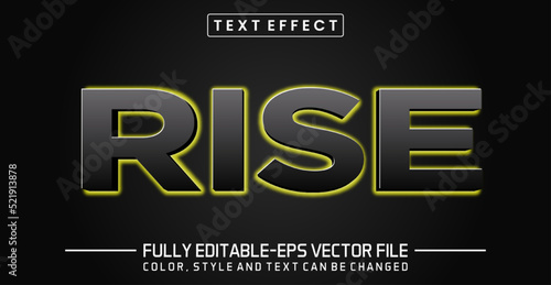 Rise Glowing Yellow light background text effect. Editable text effect