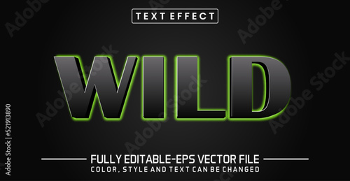 Wild Glowing Green light background text effect. Editable text effect