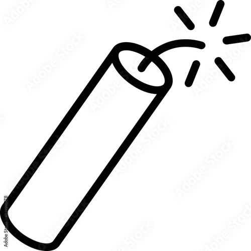 Dynamite stick with lit fuse line art vector icon for games and websites