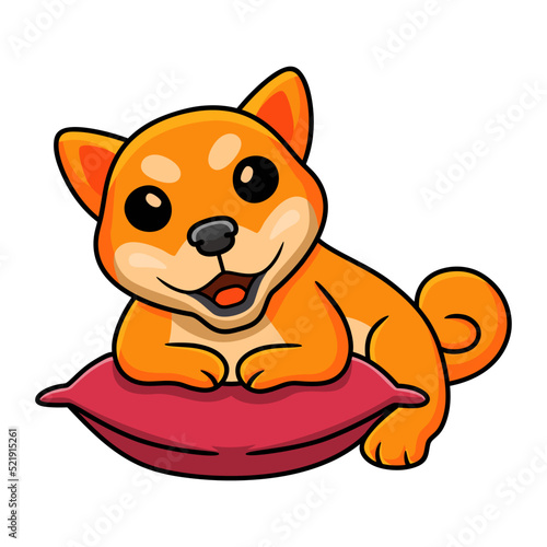 Cute shiba inu dog cartoon on the pillow