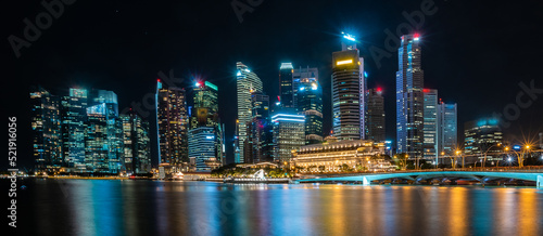 Photography Singapore city skyline with modern skyscraper architecture building for concept