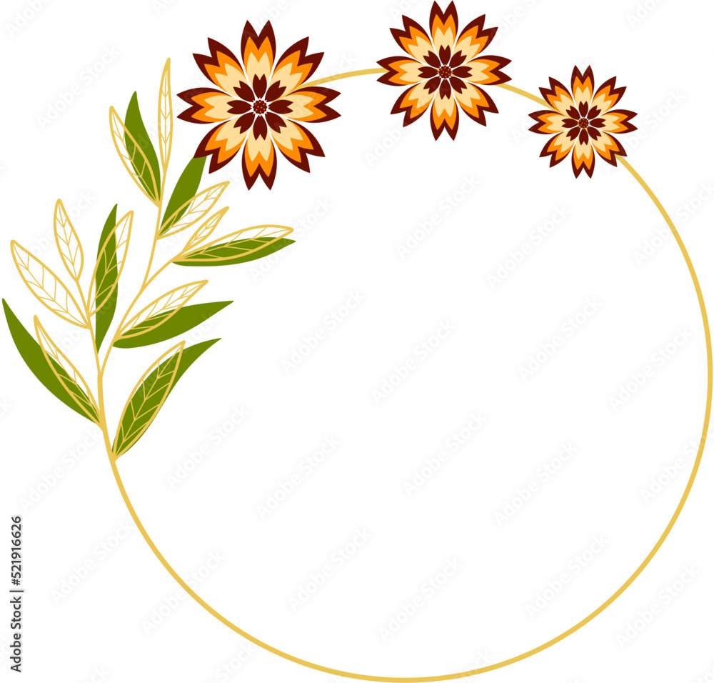 Obraz premium Circle Gold Frame with Sunflower