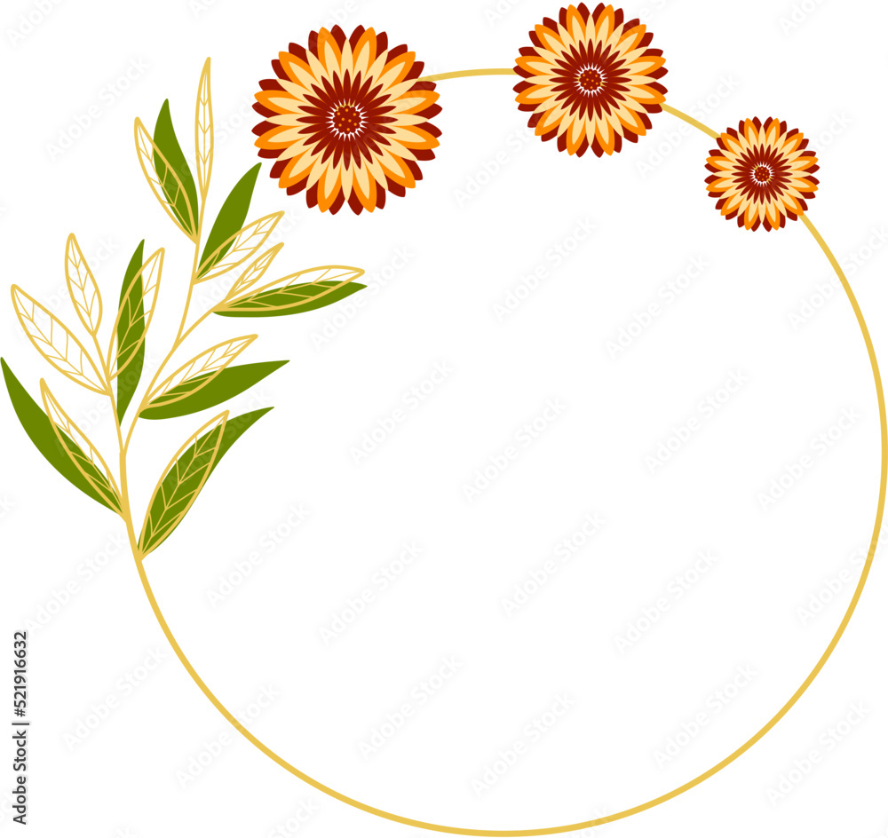 Obraz premium Circle Gold Frame with Sunflower