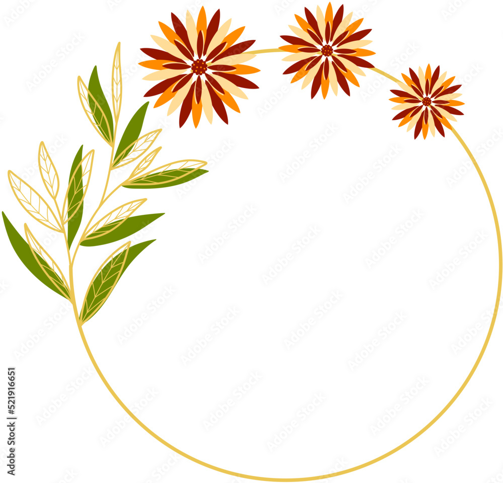 Obraz premium Circle Gold Frame with Sunflower