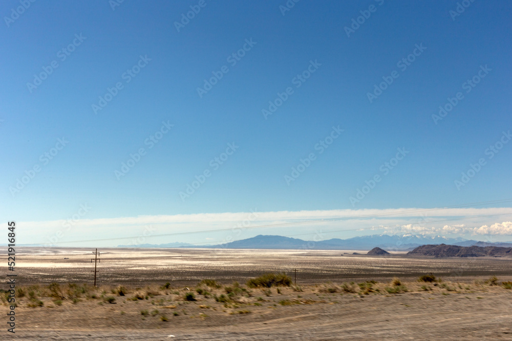 A view on the desert with mountains