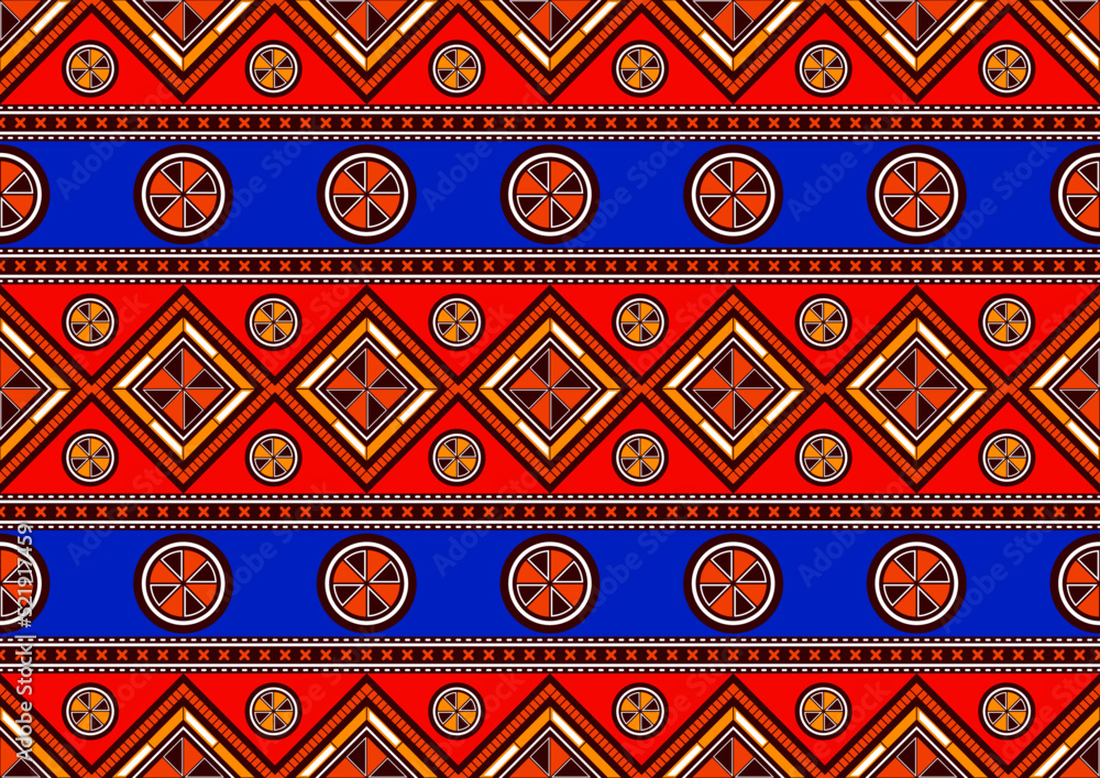 africa abstract seamless pattern vibrant colours, tribal textile art, hand-draw line image and background, fashion artwork for Fabric print, clothes