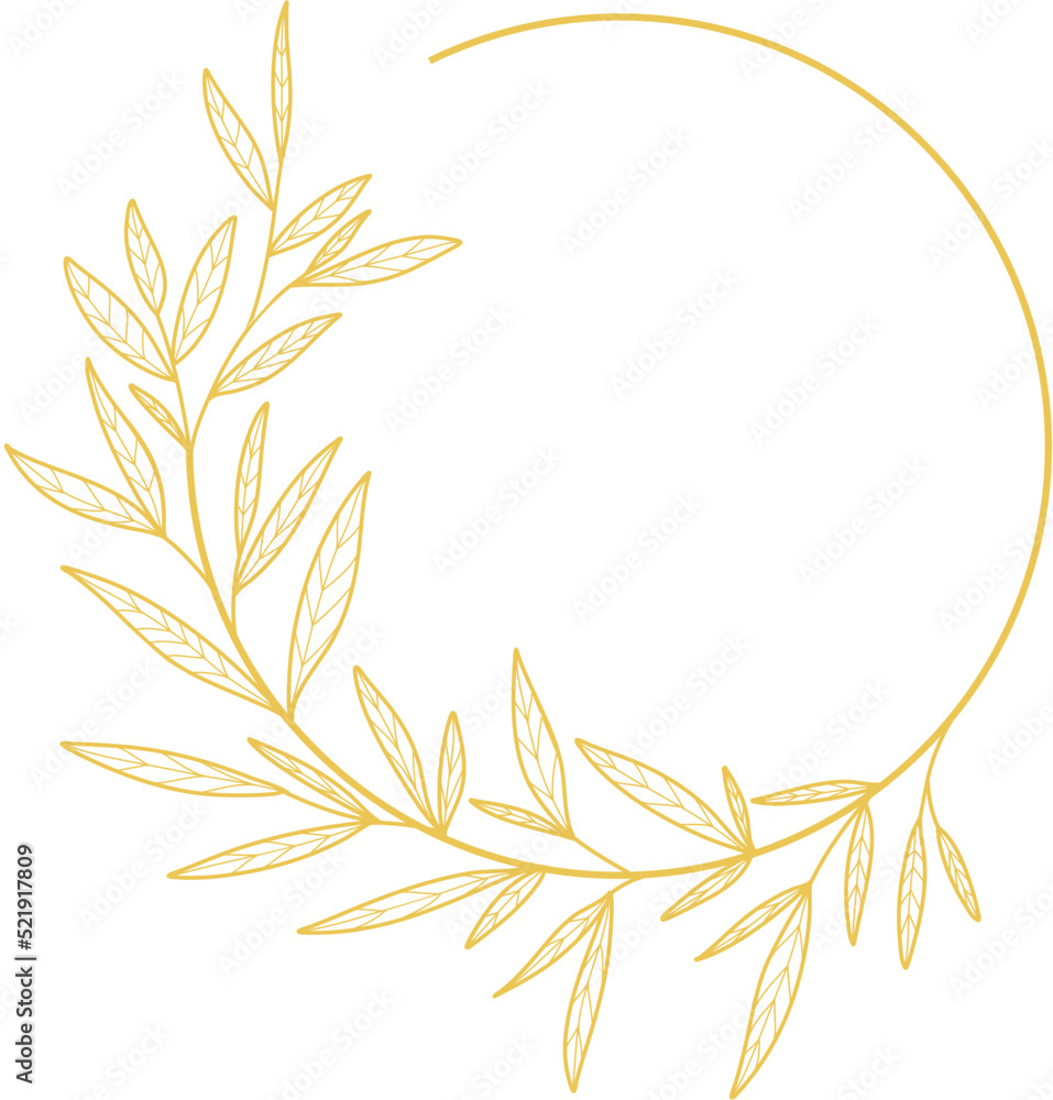 Fototapeta premium Gold Leaves Circle Frame