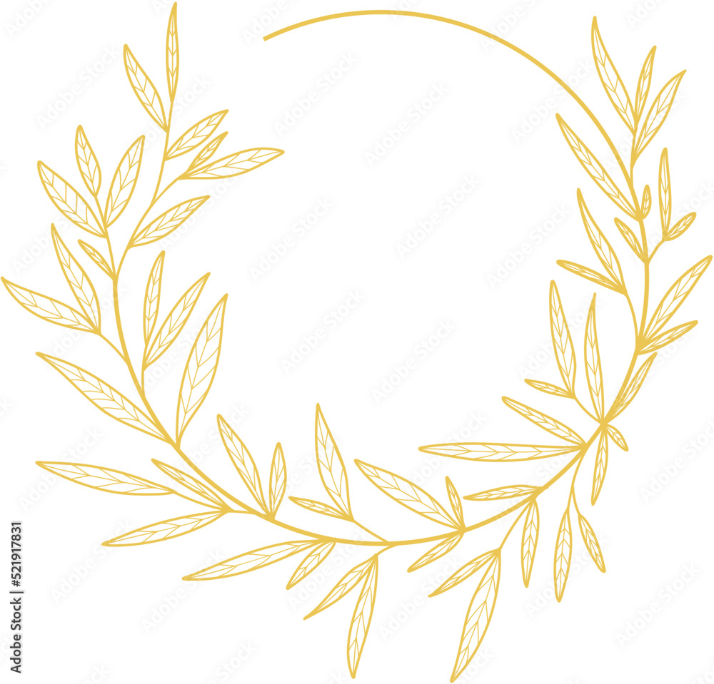Gold Leaves Circle Frame