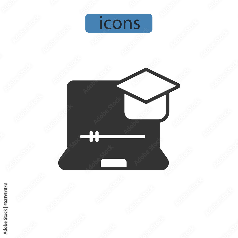E-learning icons symbol vector elements for infographic web E-learning icons symbol vector elements for infographic web