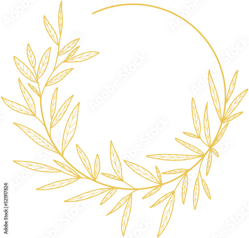 Gold Leaves Circle Frame