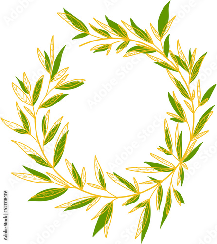 Leaves with Gold Circle Frame