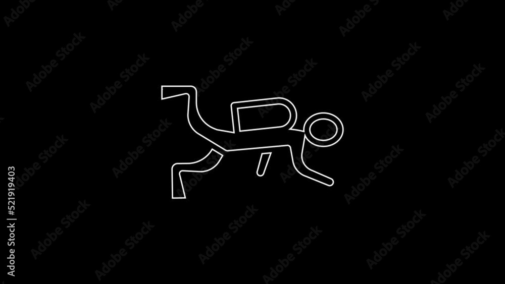 White line Scuba diver icon isolated on black background. 4K Video motion graphic animation White line Scuba diver icon isolated on black background. 4K Video motion graphic animation