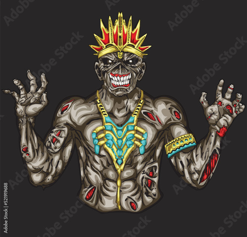 zombie illustrations isolated on black background for poster, t-shirt print, business element, social media content, blog, sticker, vlog, and card. vector illustration. 