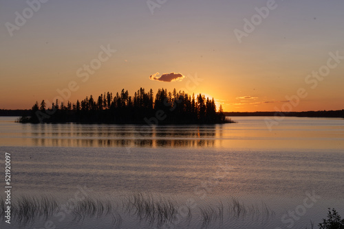 Sunset at Astotin Lake in Elk Island National Park photo