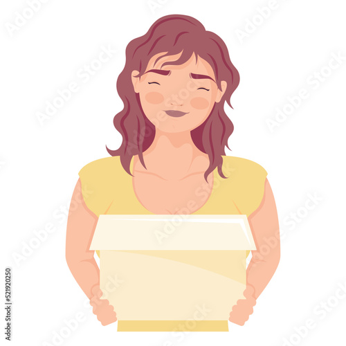 charitable girl lifting donation box