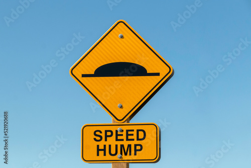 Vászonkép Speed hump ahead warning sign
