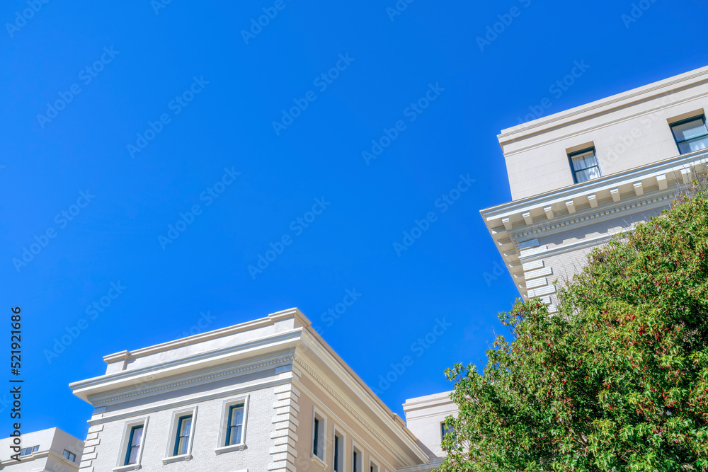 Flat roofs structure of a multi-storey apartment buildings in San Francisco, California