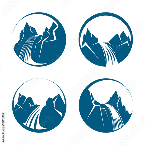 Waterfall icons set