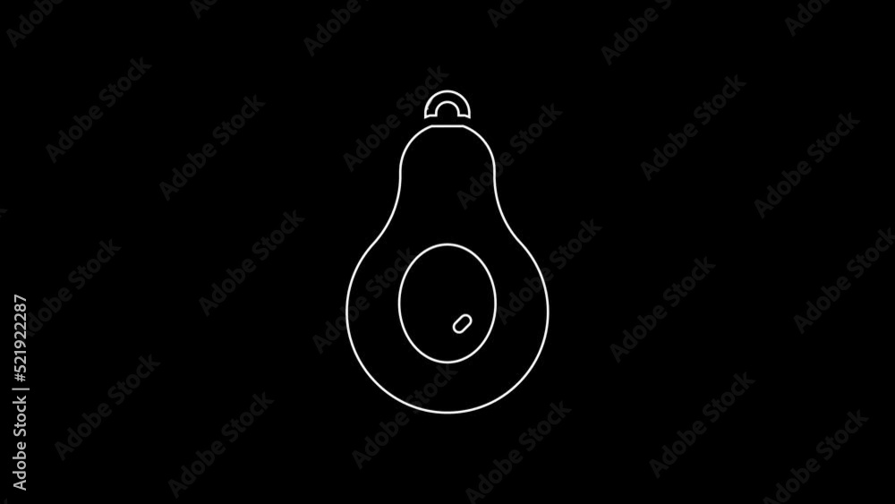 White line Avocado fruit icon isolated on black background. 4K Video motion graphic animation White line Avocado fruit icon isolated on black background. 4K Video motion graphic animation