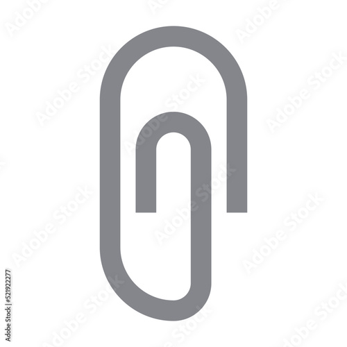 Black isolated icon of paper clip on white background . Flat design. 