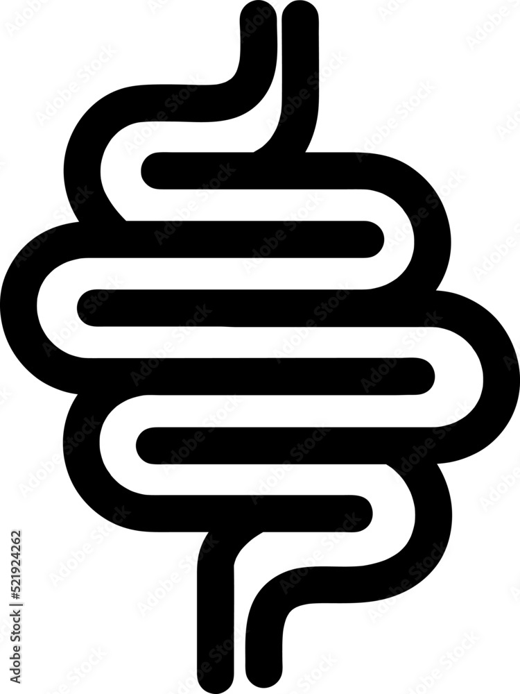 Intestines line icon or digestion system symbol on white background..eps Intestines line icon or digestion system symbol on white background..eps