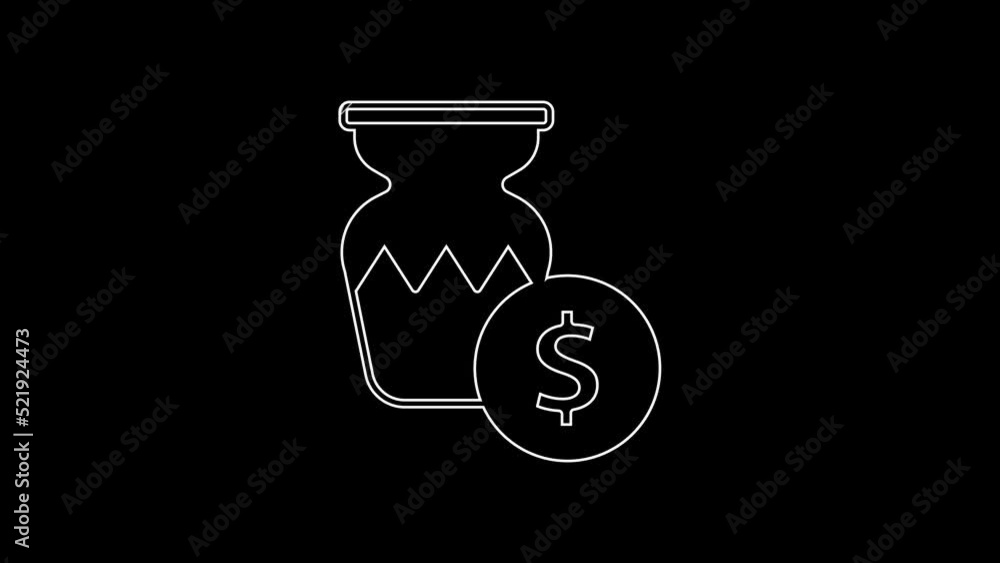 White line Auction ancient vase icon isolated on black background. Auction bidding. Sale and buyers. 4K Video motion graphic animation White line Auction ancient vase icon isolated on black background. Auction bidding. Sale and buyers. 4K Video motion graphic animation