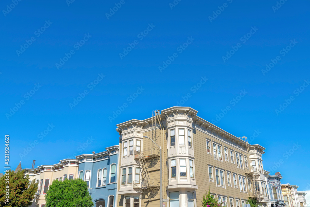 Apartment building along the complex townhouses in San Francisco, California