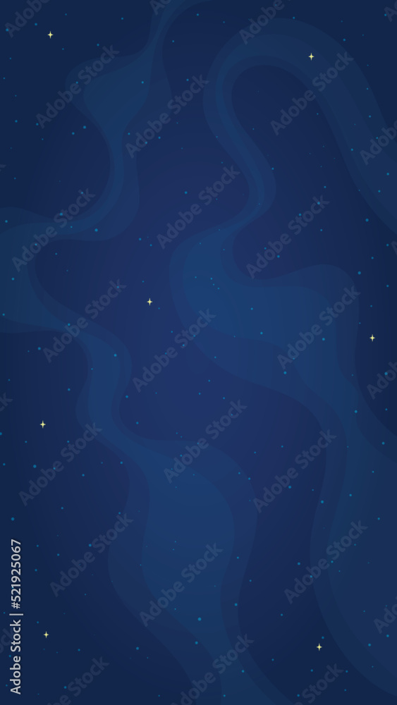 Dark blue space background vector illustration. Flat style vertical ...