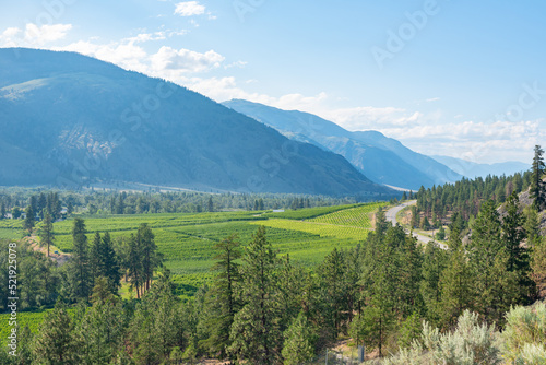 View above the Crowsnest Highway of the Similkameen Valley in summer photo