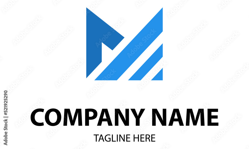 Blue Color Triangle Square Initial Letter M Logo Design Blue Color Triangle Square Initial Letter M Logo Design