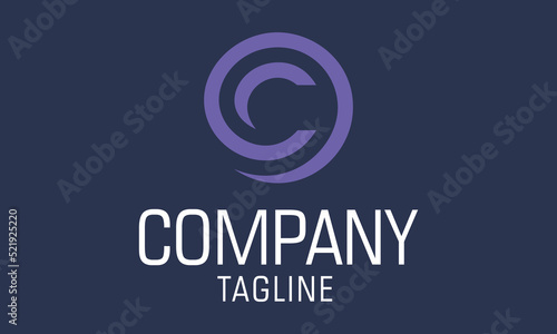 Purple Color Line Art Abstract Initial Letter C Logo Design