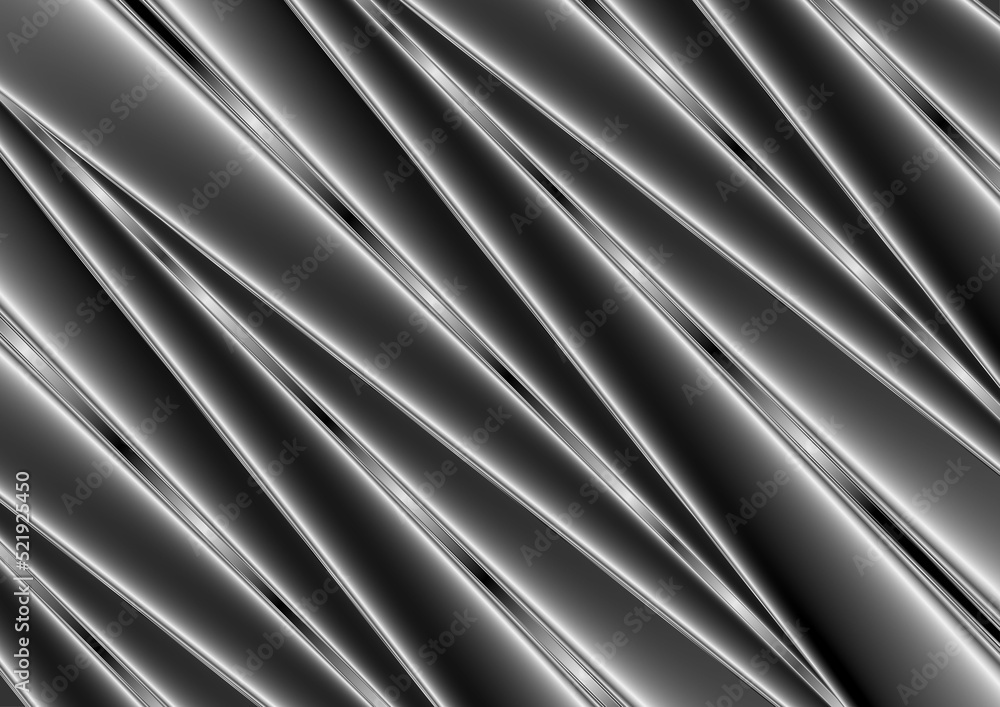 Obraz premium Dark grey neon smooth glossy stripes abstract background. Vector design