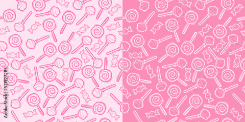 doodle seamless pattern lollipop candy vector